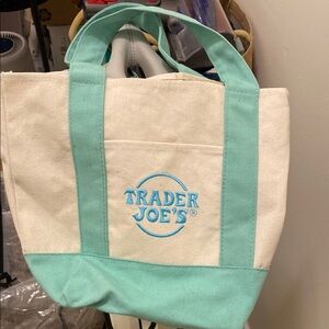 Trader Joe's Canvas Tote with Teal Accents